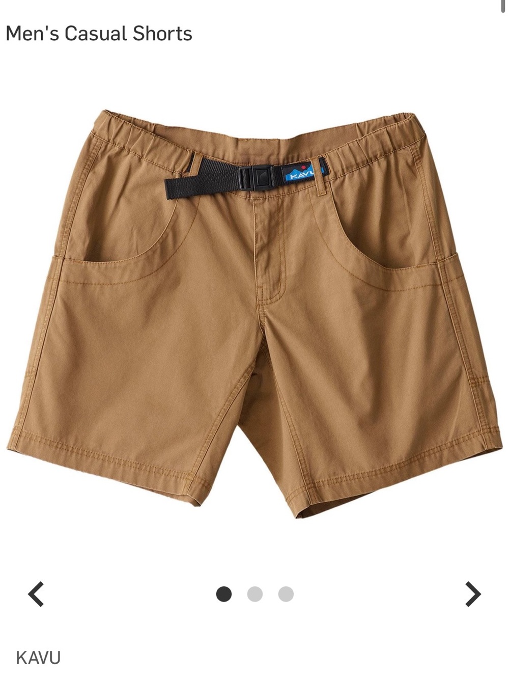 Kavu Men's Brown Elastic-Waist Cargo Shorts with Webbing Belt